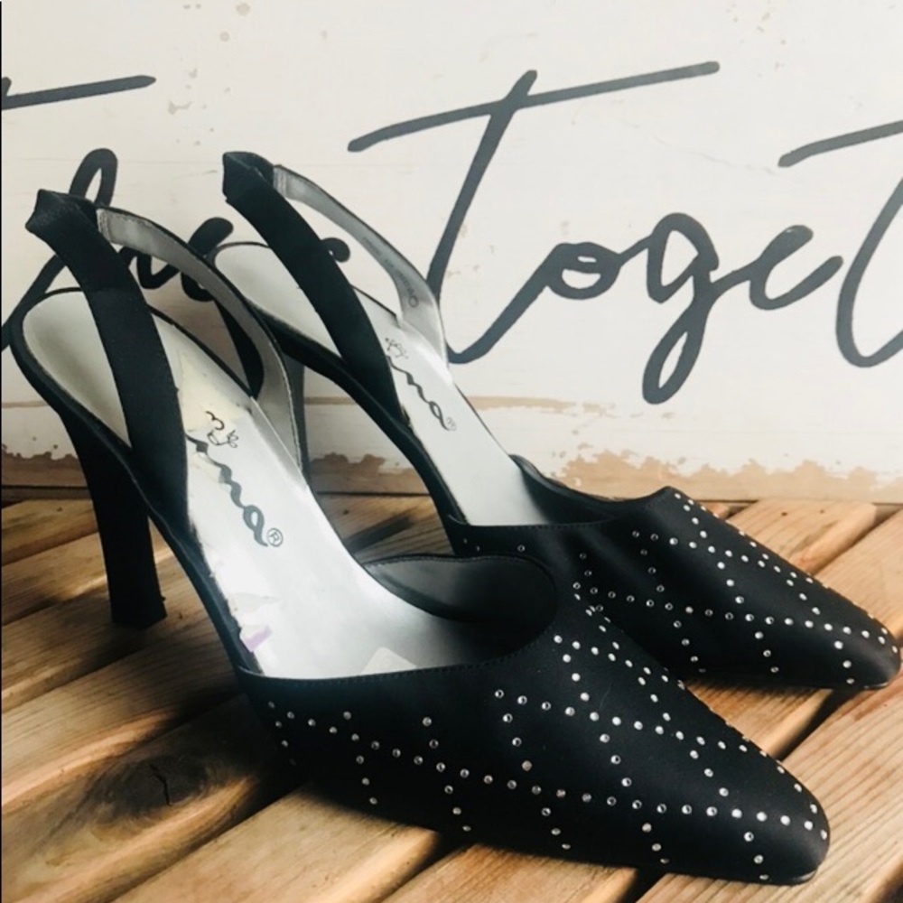 Nina sling back satin rhinestone pump